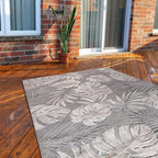CAMILSON Indoor Outdoor Rug, Beige 7’10”x10’ Leaf Tropical Botanical Area Rugs for Indoor and Outdoor patios, Easy-Cleaning Non-Shedding Living Room, Garden and Kitchen Washable Outside Carpet (8x10)