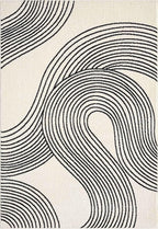 Abani Nuevo Beige Black Swirls Modern Area Rug 9' x 12' for Living Room, Bedroom - Abstract Design - Durable & Easy to Clean