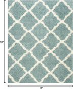 SAFAVIEH Area Rug 8x10 - Dallas Shag Collection - Large - Seafoam & Ivory, Trellis Pattern, Non-Shedding & Easy Cleaning, Plush Thick Pile, Ideal for Living Room, Bedroom, Dining Space (SGD257C)