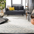 SAFAVIEH Adirondack Collection Area Rug - 6' Square, Ivory & Light Blue, Modern Diamond Distressed Design, Non-Shedding & Easy Care, Ideal for High Traffic Areas in Living Room, Bedroom (ADR131T)