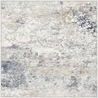 Square Area Rug Living Room Rugs - 8x8 Washable Large Soft Indoor Neutral Modern Abstract Low Pile Rug Carpet for Bedroom Dining Room Farmhouse Home Office - Beige Blue