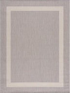 CAMILSON Outdoor Rug 5x7,Modern Outside Rugs for Patios Porches Waterproof Durable Washable Non-Shedding, Easy-to-Clean Indoor Outdoor Area Carpet (5 x 7, Bordered - Gray/White)