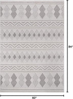 CAMILSON Micro Loop Rug 5x7 Modern Luxury Geometric Boho Diamond Area Rugs Soft High and Low Pile Stain Resistant Easy-Cleaning Non-Shedding for Living Room Office Indoor Carpet (5 x 7 / White - Gray)