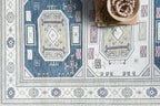 Fame Living Faded Oushak Rug, Turkish Vintage Floral Pastel Large Oversized Area Rugs for Living Room Dining Bedroom Kitchen Bathroom Nursery (848CrNv, 2'5" x 13')