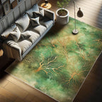 Ambesonne Abstract Decorative Rug, Autumn Leafless Branches with Watercolor Look Dreamy Back Jungle Tones, Quality Carpet for Bedroom Dorm and Living Room, 2' 2" x 3' 7", Jade Green Pale Coffee