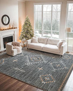 ILANGO Area Rug 9'x12' for Living Room Bedroom Washable Moroccan Boho Rugs for High Traffic Area Non Slip & Non-Shedding Rugs Fade Resistant Carpet for Kitchen Office