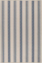 Dash & Albert Nimes Ticking Neutral Machine Washable Rug, 8.5 X 11.5 Feet, Blue Stripe Pattern