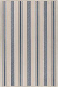 Dash & Albert Nimes Ticking Neutral Machine Washable Rug, 7.5 X 9.5 Feet, Blue Stripe Pattern