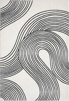 Abani Nuevo Beige Black Swirls Modern Area Rug 6' x 9' for Living Room, Bedroom - Abstract Design - Durable & Easy to Clean