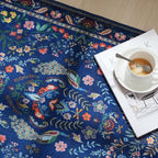 Rugcomf Round Rug 6ft Washable Circle Rug Floral Non Slip Low Pile Small Circular Rug for Bedroom, Bathroom, Entryway, Kids Room, Office(Blue)