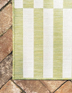 Unique Loom Outdoor Striped Collection Area Rug - Striped (7' 1" x 10' Rectangle, Green/Ivory)