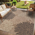 Floral Easy Jute Rug 6x9 Outdoor Rug Washable Area Rugs for Living Room Bedroom Non Slip Neutral Farmhouse Indoor Outdoor Carpet for Backyard Patio Office