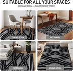 Rugshop Geometric Shag Area Rug Anthracite Dark Gray and White 5' x 7' Great for Bedrooms, Living Rooms, or Under Coffee Tables