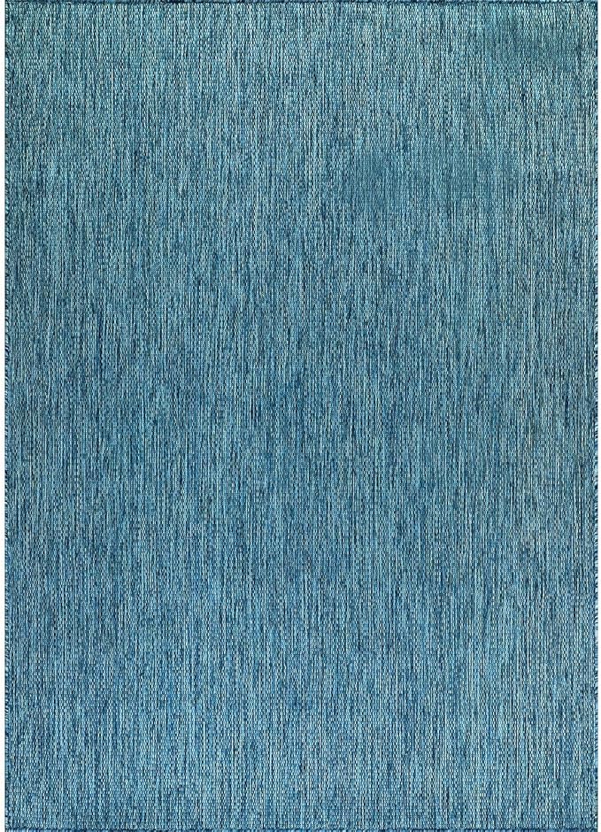 CAMILSON Outdoor Rug 8x10 Modern Area Rugs for Indoor and Outdoor Patios and Porches - Waterproof, Washable, Non-Shedding, Easy-to-Clean Outside Carpet (8 x 10, Solid - Aqua)