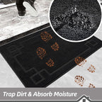 BEQHAUSE Door Mat 32" x 48", Non-Slip Door Mats Indoor Entryway Rugs Washable Low-Profile Absorbent and Stain Resist Floor Mats, Dog Door Mat for Front Back Door, Muddy Wet Shoes & Paws, Black