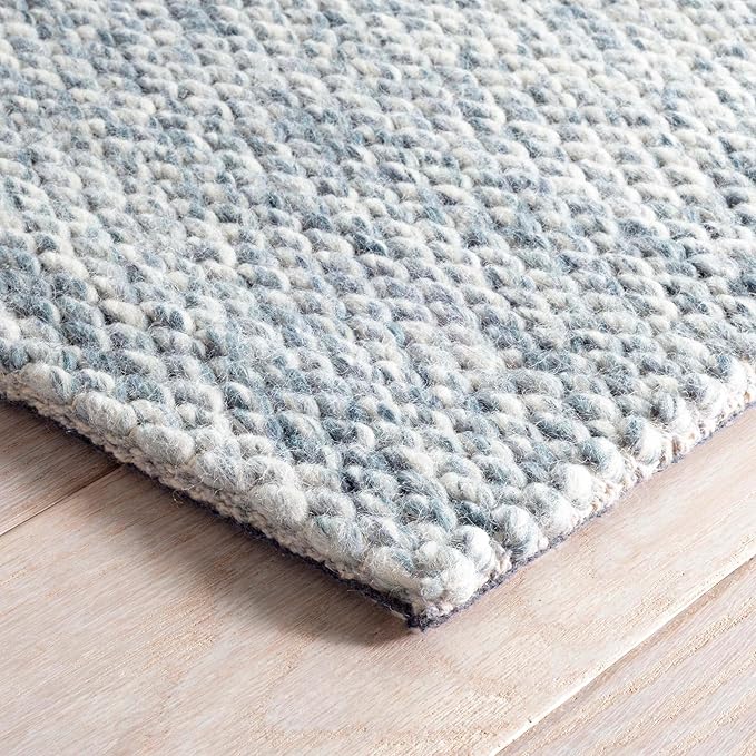 Dash and Albert Loggia Sky Wool Area Rug - 3' x 5' Sky Blue Solid Handwoven Accent Rug - Durable, Lightweight, Dining Room, Living Room, Bedroom - Premium Luxury Hotel Quality Soft Breathable