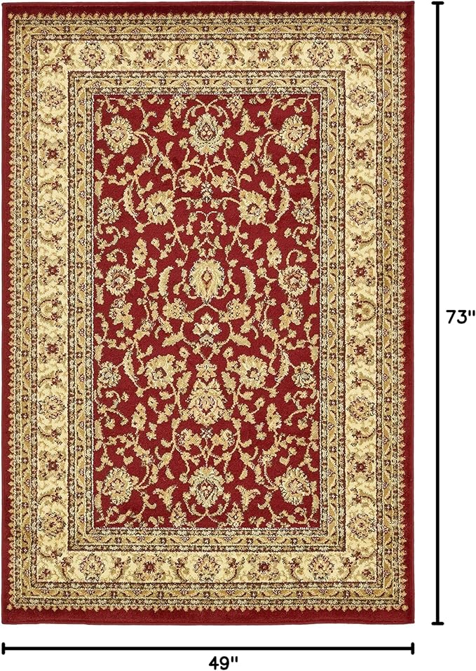 Unique Loom Voyage Collection Traditional Oriental Classic Intricate Design Area Rug (4' 0 x 6' 0 Rectangular, Red/Gold)
