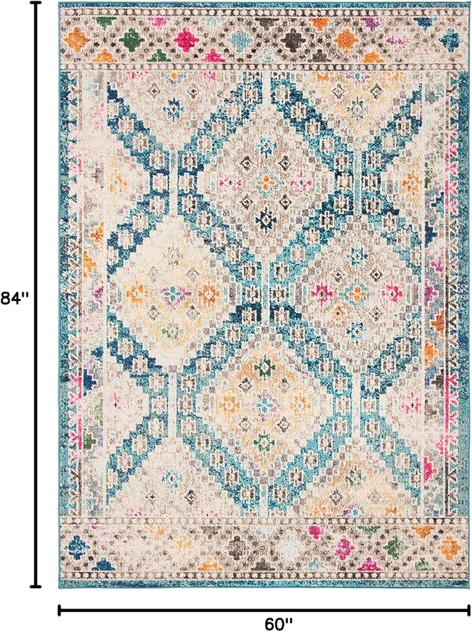 SAFAVIEH Madison Collection Area Rug - 5' x 7', Dark Blue & Yellow, Transitional Design, Slip Resistant & Stain Resistant, Ideal for High Traffic Areas in Living Room, Bedroom & Dining Room