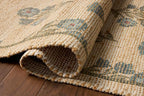 Loloi Chris Loves Julia Rue Collection RUE-04 Moss/Blue 3'-6" x 5'-6" Accent Rug Jute Neutral Floral Living Room Bedroom Rug