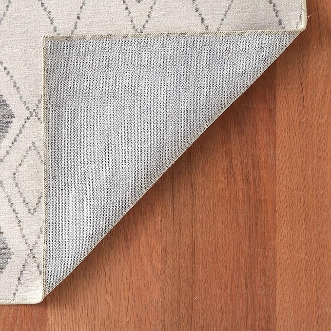 Dash & Albert Chandler Ivory Machine Washable Rug, 3 X 5 Feet, Ivory Geometric Pattern