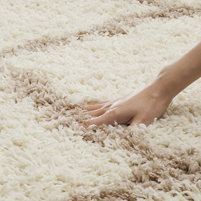 SAFAVIEH Dallas Shag Collection X-Large Area Rug - 11' x 15', Ivory & Beige, Trellis Design, Non-Shedding & Easy Care, 1.5-inch Thick Ideal for High Traffic Areas in Living Room, Bedroom (SGD257B)
