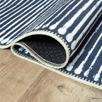 Bloom Rugs Washable Non-Slip 4' x 6' Rug - Blue Striped Area Rug for Living Room, Bedroom, Dining Room, and Kitchen - Exact Size: 4' x 6'