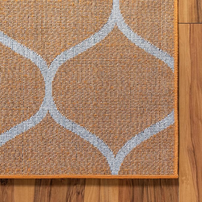 Rugs.com Lattice Frieze Collection Rug – 10' x 14' Orange Medium Rug Perfect for Living Rooms, Large Dining Rooms, Open Floorplans