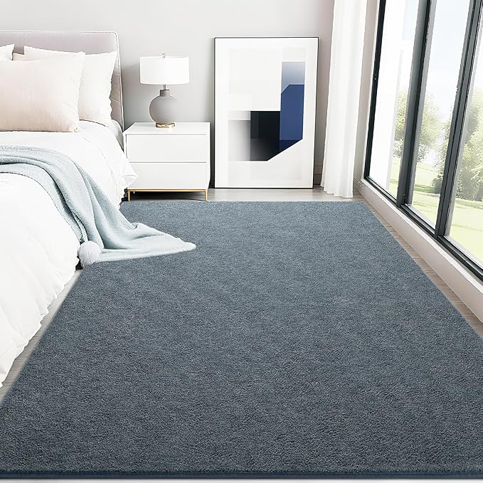 HQAYW 4x6 Area Rugs for Living Room Bedroom, Modern Thickened Memory Foam Soft Rug, Indoor Low Pile Minimalist Washable Non Slip Carpets for Kids Girls Boys Nursery Dorm Home Decor, Navy Blue