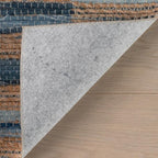 Dash & Albert Ravel Stripe Blue Machine Washable Rug, 6 X 9 Feet, Tan/Blue Stripe Pattern