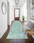 Wonnitar Moroccan Kitchen Runner Rug Washable Non-Slip, 2'6"x10' Mint Green Hallway Rugs, Boho Long Runner Rug for Entryway, Low Pile Soft Runner for Bathroom Laundry Entrance (Mint Green,2'6"x10')