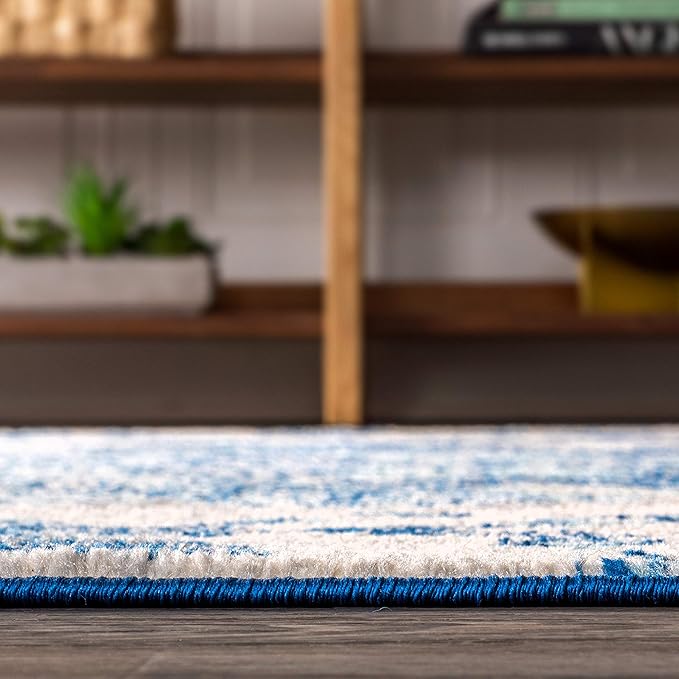 JONATHAN Y Boho Vintage Cream/Blue Indoor Area Rug, 9x12, Bohemian Flair Medallion, Floral Easy-Cleaning High Traffic for Living Room, Bedroom, Kitchen, Pet-Friendly, Non-Shedding (BMF106B-9)