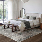 GENIMO Washable 8x10 Area Rugs for Living Room, Non Slip Modern Abstract Rug, Machine Washable Stain Resistant Low Pile Soft Carpet for Bedroom, Dining, Office, Black Grey