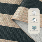 Lahome Striped Easy Jute Outdoor Rug, Washable Rugs 8x10 for Living Room Patio Indoor Outdoor Black Carpet, Farmhouse Neutral Non Slip Non Shedding Floor Carpet for Office Sunroom Dining Room