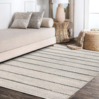 JONATHAN Y Williamsburg Minimalist Stripe Cream/Gray Indoor Area Rug, 5x8, Contemporary, Modern, Easy-Cleaning for Living Room, Bedroom, Kitchen, Pet Friendly, Non-Shedding (MOH201A-5)