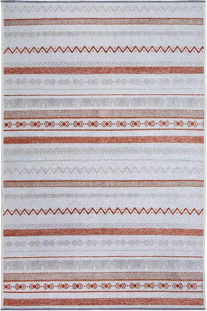 Alfa Rich 3x5 Beige Terracotta Washable Area Rugs for Living Room Bedroom Kitchen Cotton Runner