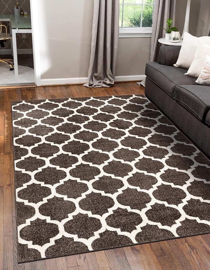 Rugs.com Lattice Collection Rug – 5x8 Chocolate Brown Medium-Pile Rug Perfect for Bedrooms, Dining Rooms, Living Rooms