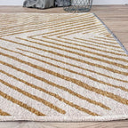 Alfa Rich 4x6 Geometric Gold Off White Washable Area Rugs for Living Room Bedroom Kitchen Cotton Rug