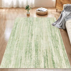 MUJOO 5x7 Washable Area Rug,Modern Abstract Rugs for Living Room Bedroom Dining Room,Large Non Slip Carpet Indoor,Low Pile Throw Rug Accent Neutral Green