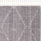 SAFAVIEH Marrakech Collection Area Rug - 6'7" Square, Grey, Moroccan Boho Tribal Tassel Design, Non-Shedding & Easy Care, Ideal for High Traffic Areas in Living Room, Bedroom (MRK517F)
