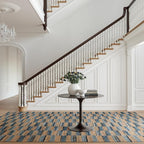 Dash & Albert Ravel Stripe Blue Machine Washable Rug, 6 X 9 Feet, Tan/Blue Stripe Pattern