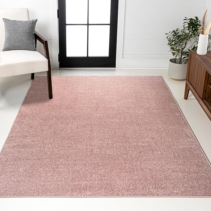 JONATHAN Y Haze Solid Low-Pile Pink Indoor Area Rug 8x10, Coastal,Bohemian,Minimalist,Classic, Easy-Cleaning for Living Room,Bedroom,Kitchen,Pet Friendly,Non-Shedding (SEU100P-8)