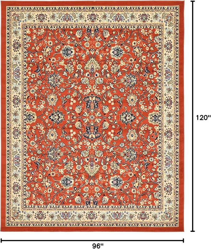 Rugs.com Yasmin Collection Rug – 8' x 10' Terracotta Medium Rug Perfect for Living Rooms, Large Dining Rooms, Open Floorplans