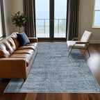 Area Rug Living Room Rugs - 5x7 Large Soft Indoor Neutral Modern Abstract Low Pile Washable Rug Carpet for Bedroom Dining Room Farmhouse Home Office - Dark Blue