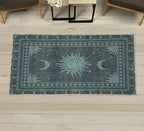 Ambesonne Sun and Moon Decorative Rug, Bohemian Artwork Design of Crescent Solar Ornament Esoteric Stars Ornaments, Quality Carpet for Bedroom Dorm and Living Room, 2' 2" x 3' 7", Grey Teal