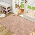 OLANLY Dog Door Mat for Muddy Paws 48x30, Absorbs Moisture and Dirt, Absorbent Non-Slip Washable Doormat, Quick Dry Chenille Mud Mat for Dogs, Entry Indoor Entryway Carpet for Inside Floor, Peach