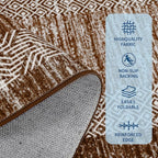 GarveeHome Large Washable Rug 9x12 Modern Geometric Non Slip Distressed Bordered Printed Rug, Soft Non Shedding Indoor Carpet, Low Pile Thin Foldable Mats for Open Spaces Offices, Brown