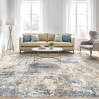 7x10 Area Rug Living Room: Washable Large Abstract Modern Soft Rugs Stain Resistant Indoor Floor Non Slip Accent Carpet for Bedroom Nursery Playroom Office Dining Room Dorm Home House- Tan