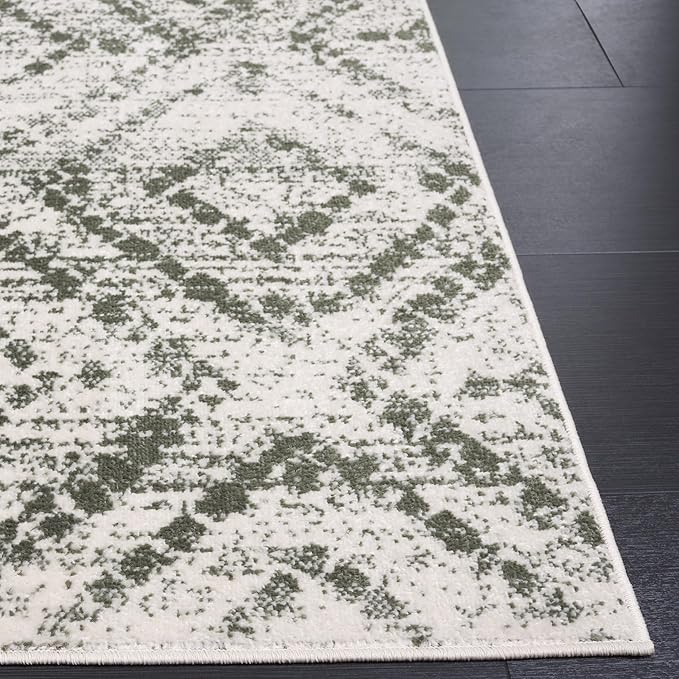 SAFAVIEH Adirondack Collection Area Rug - 6' x 9', Ivory & Dark Green, Geometric Design, Non-Shedding & Easy Care, Ideal for High Traffic Areas in Living Room, Bedroom, Dining (ADR131W-6)