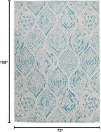 FH Home Outdoor Rug - Waterproof Easy to Clean Stain Resistant - Patio Indoor Outdoor Porch Deck Balcony Entryway - Distressed Farmhouse - Granada - Aqua - 6' x 9'