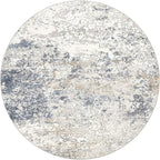 8ft Round Area Rug Living Room Rugs - 8x8 Washable Large Soft Indoor Neutral Modern Abstract Low Pile Rug Carpet for Bedroom Dining Room Farmhouse Home Office - Beige Blue